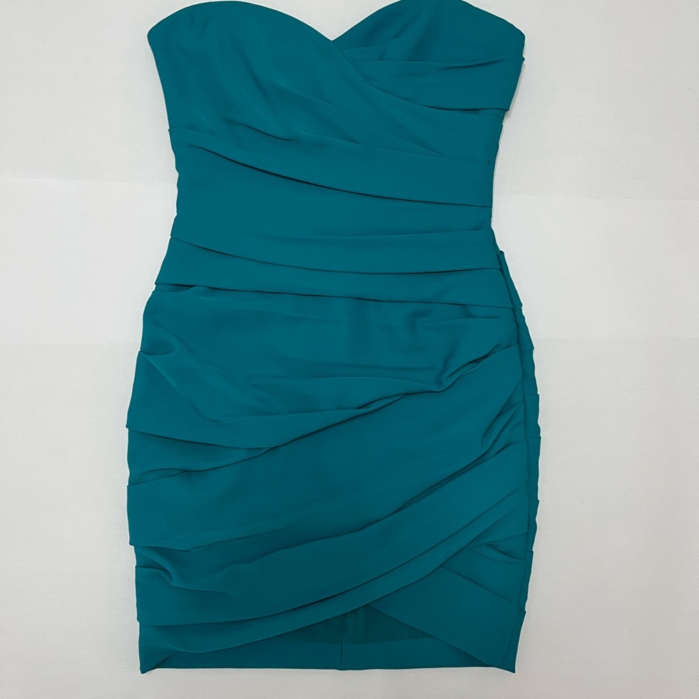 BCBG boned corset Teal Strapless Dress
